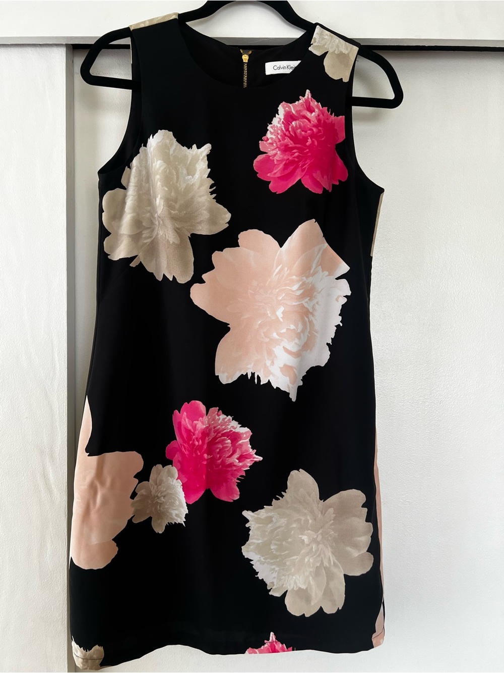 Calvin Klein Black Dress with Pink & Cream Floral Print